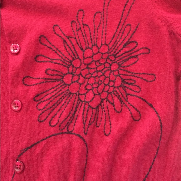 Ann Taylor Red Embroidered Cardigan XS - Picture 2 of 5